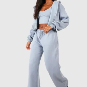 3-Piece Loungewear Set - Cropped Hoodie, Top & Wide-Leg Joggers