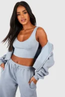 3-Piece Loungewear Set - Cropped Hoodie, Top & Wide-Leg Joggers