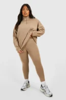 Plus Oversized Half Zip & Legging Set