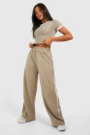 Piping Detail T-Shirt & Straight Leg Jogger Set
