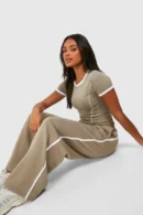 Piping Detail T-Shirt & Straight Leg Jogger Set