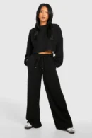 Petite Oversized Cropped Sweatshirt & Wide Leg Tracksuit