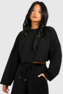 Petite Oversized Cropped Sweatshirt & Wide Leg Tracksuit