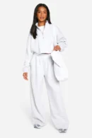 Petite Half Zip Cropped Sweatshirt & Wide Leg Tracksuit
