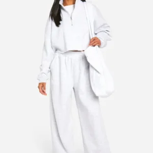 Petite Half Zip Cropped Sweatshirt & Wide Leg Tracksuit