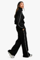 Piping Detail Zip Through & Straight Leg Tracksuit