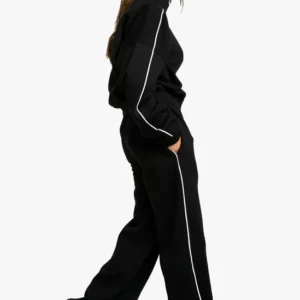 Piping Detail Zip Through & Straight Leg Tracksuit