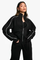 Piping Detail Zip Through & Straight Leg Tracksuit