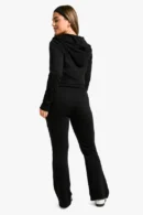 Petite Deep Hem Shrunken Zip Through & Flared Jogger Tracksuit