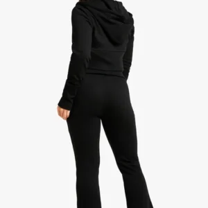 Petite Deep Hem Shrunken Zip Through & Flared Jogger Tracksuit