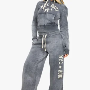 Nyc Star 2001 Applique Zip Through Shrunken Tracksuit
