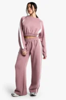 Panelled Cropped Wide Leg Tracksuit