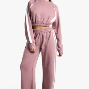 Panelled Cropped Wide Leg Tracksuit