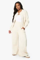 Deep Hem Crop Top 3 Piece Hooded Tracksuit