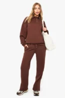 Button Detail Collared Sweatshirt & Straight Leg Jogger Set