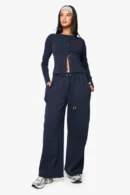 Rib Button Through Long Sleeve Tracksuit